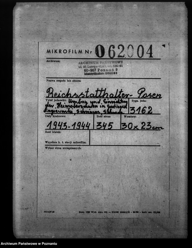 Obraz 2 z jednostki "Umbau und Einrichtung der Heimoberschulen in Gostingen, Łagiewniki, Schrimm, Schroda"