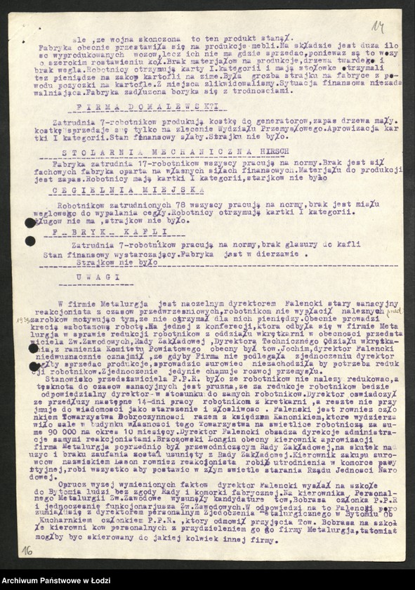Obraz 15 z jednostki "Sprawozdania instruktorów [przemysłowych Wydziału Przemysłowego Komitetu Wojewódzkiego oraz] komitetów powiatowych i miejskich"
