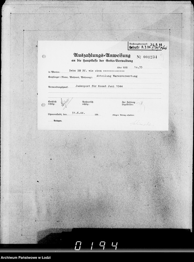 Obraz 13 z jednostki "26 Kassenbelege nr 62/7084- 7850"