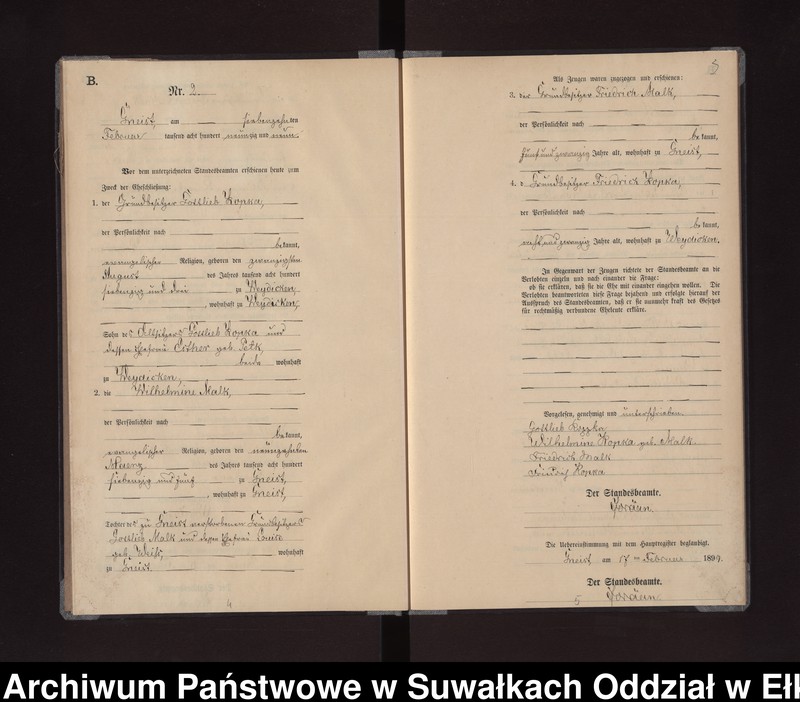 image.from.unit.number "Heiraths-Neben-Register des Königlichen Preussischen Standes-Amtes Gneist Kreis Lötzen"