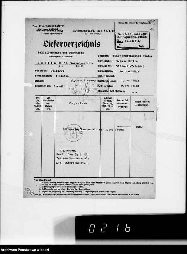 Obraz 15 z jednostki "441 Fliegerhauben Winter. Auslieferung"