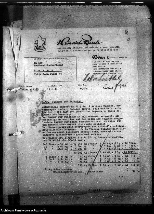 Obraz 17 z jednostki "Spisy i wykazy towarów złupionych w czasie powstania warszawskiego"