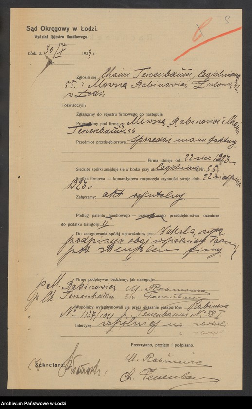 Obraz 11 z jednostki "Mowsza Rabinowicz i Chaim Tenenbaum- kupno i sprzedaż towarów manufakturowych"