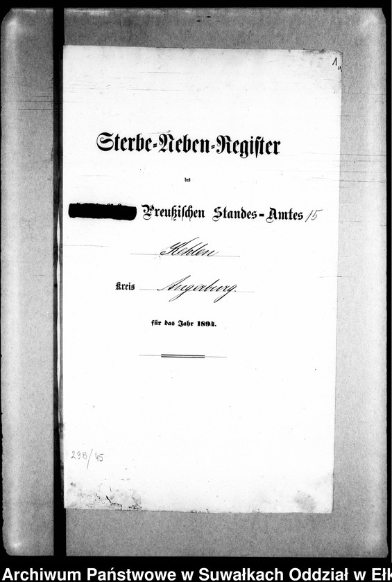 image.from.unit.number "Sterbe-Neben-Register des Preussischen Standes-Amtes Kehlen Kreis Angerburg"