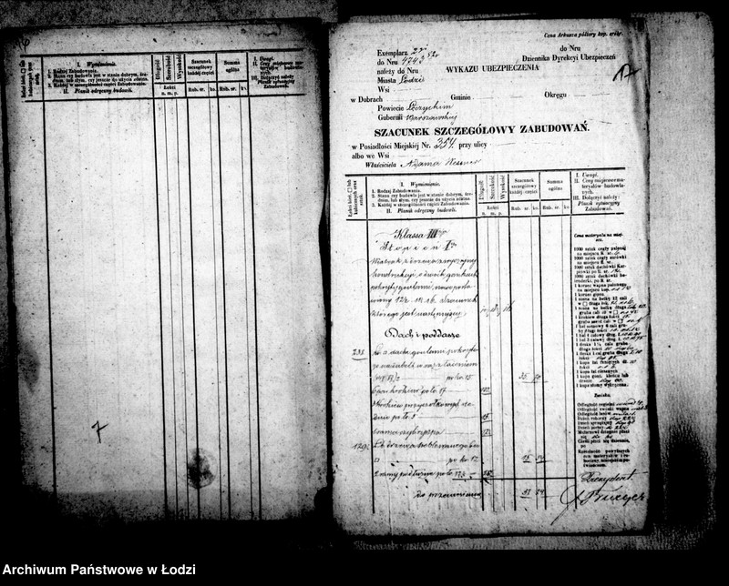 Obraz 13 z jednostki "[Ubezpieczenia - szacunki szczegółowe zabudowań na obszarze Łodzi]"