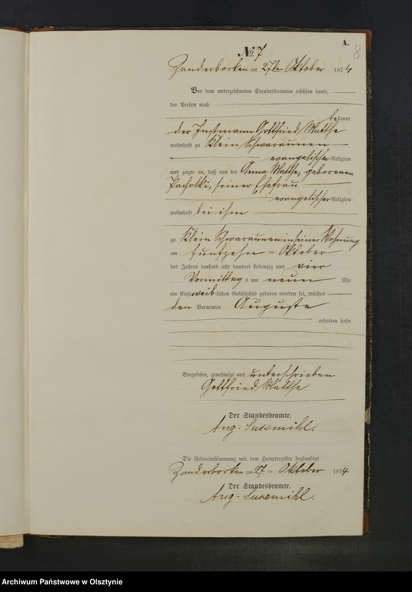 Obraz 11 z jednostki "Geburts-Neben-Register Nr 1 - 19"