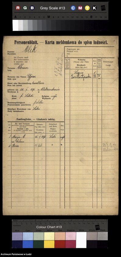 Obraz 3 z jednostki "[Spis ludności Łodzi] Olek-Olszenko"