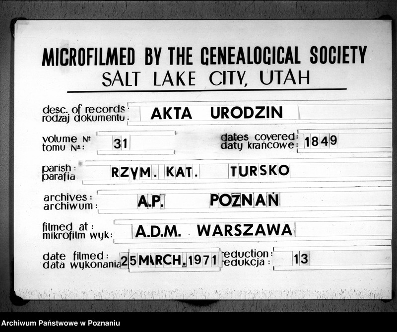image.from.team "Akta stanu cywilnego Parafii Rzymskokatolickiej Tursko (pow. pleszewski)"