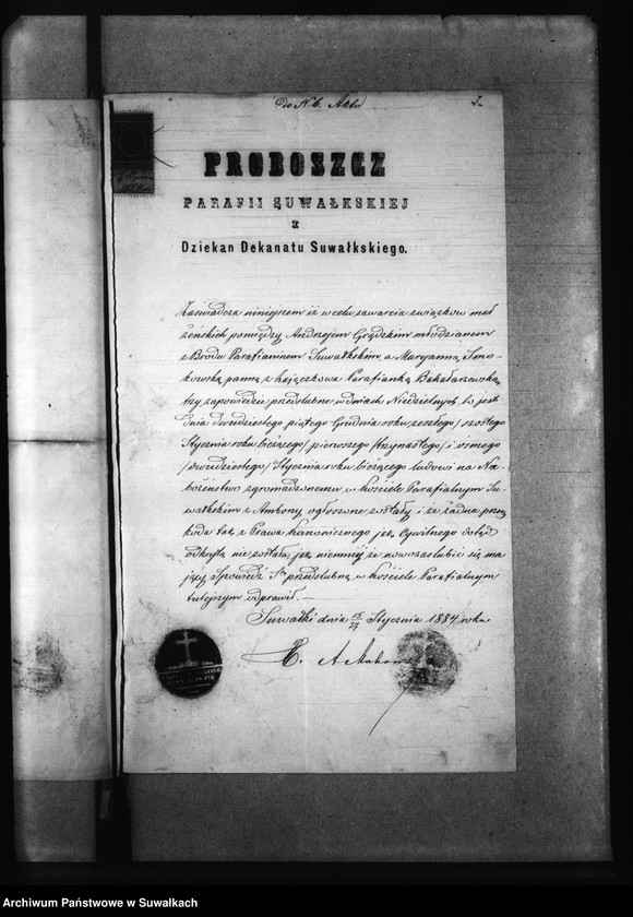 image.from.unit.number "Dokumenty k Aktam Brakosočetavšichsja v 1884 godu Bakalarževskogo Rimsko- Katoličeskogo Prichoda."