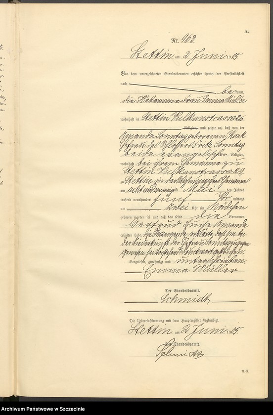 Obraz 11 z jednostki "Geburts-Register (Neben-Register) Band III"