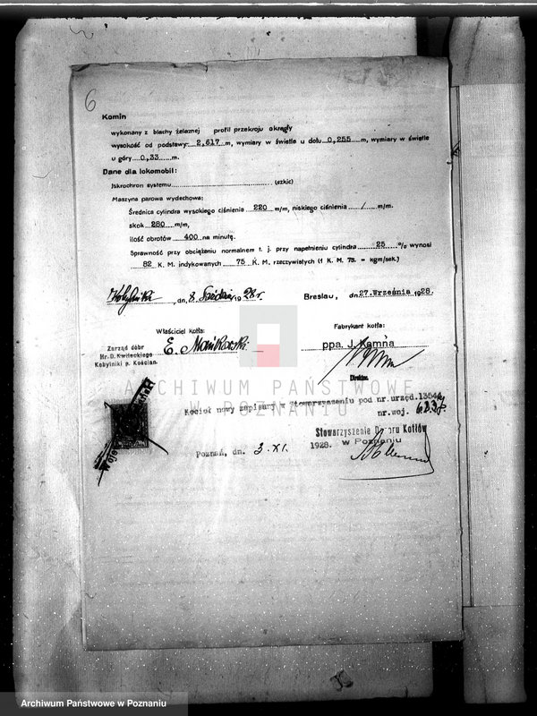 Obraz 10 z jednostki "Dominium Kobylniki pow. kościański - własność D. Kwilecki nr woj. kotła 6237"