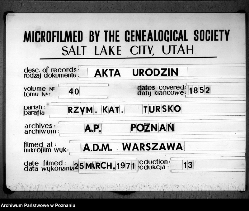 image.from.team "Akta stanu cywilnego Parafii Rzymskokatolickiej Tursko (pow. pleszewski)"