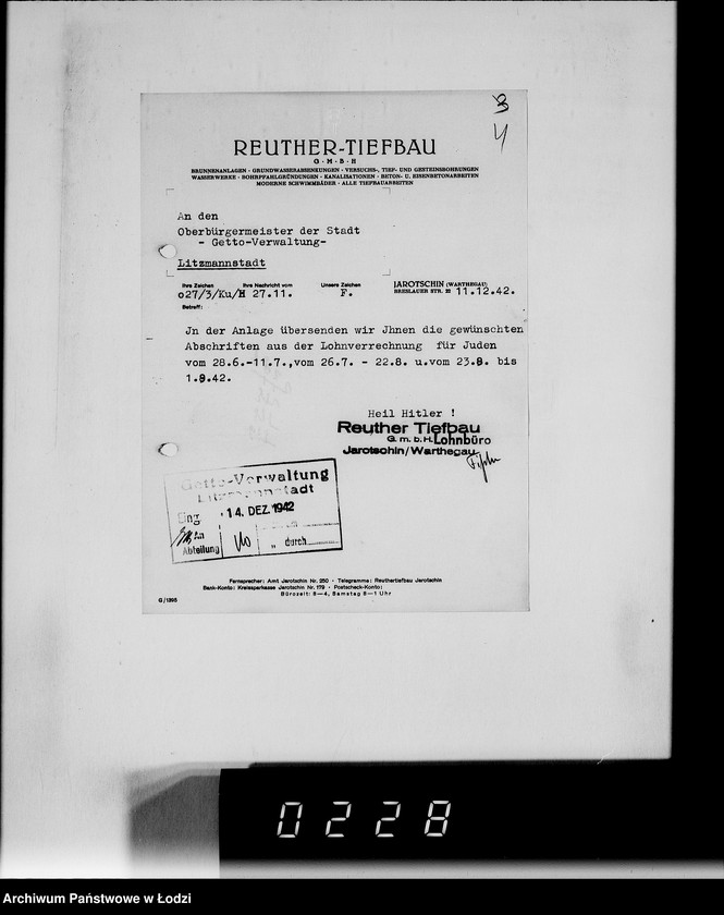 Obraz 7 z jednostki "Sonderkonto 12300. Arbeitsamt Hohensalza Lager:Amsee (Reuther- Tiefbau), Hohensalza Amsee, (Continentale Wasserwerk- Gesellschaft), Bahnhof Hohensalza (Otto Quast), Jakschitz (Otto Quast), Weidener Weiche, Reichsbahn (Otto Quast)."