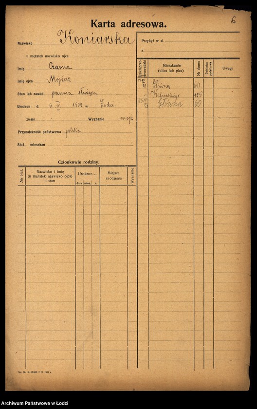 Obraz 8 z jednostki "[Spis ludności Łodzi] Konalska - Konga"