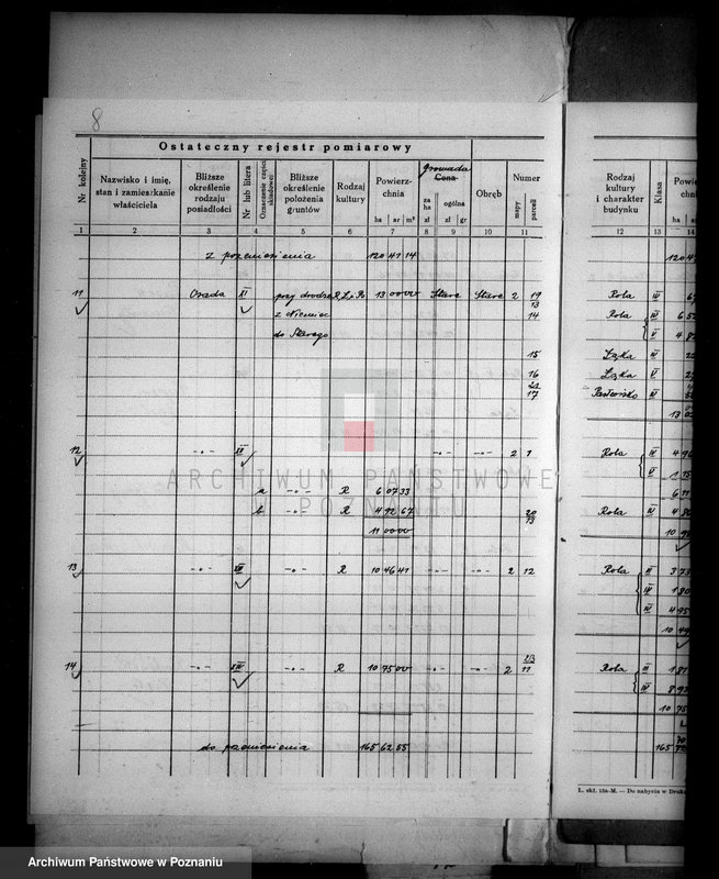 Obraz 12 z jednostki "Ostateczny rejestr pomiarowy majątku Stare powiatu wyrzyskiego"
