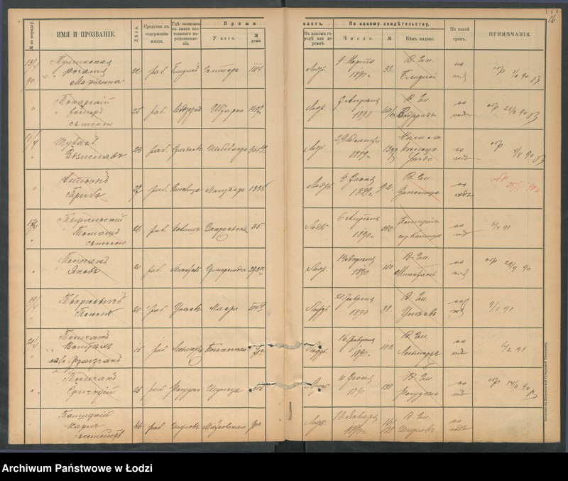 Obraz 18 z jednostki "[Księga ludności niestałej m. Łodzi lit. T]"