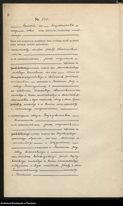 Obraz 10 z jednostki "Księga miejscowa małżeństw tom III [Rejestr główny małżeństw]"