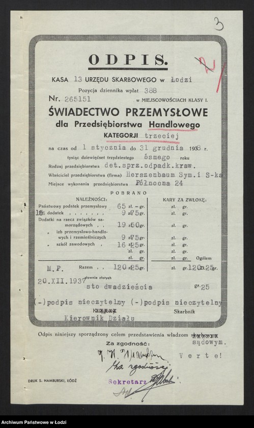 Obraz 5 z jednostki "Symcha Herszenbaum, Josek Hersz Herszenbojm- sprzedaż odpadków włókienniczych"