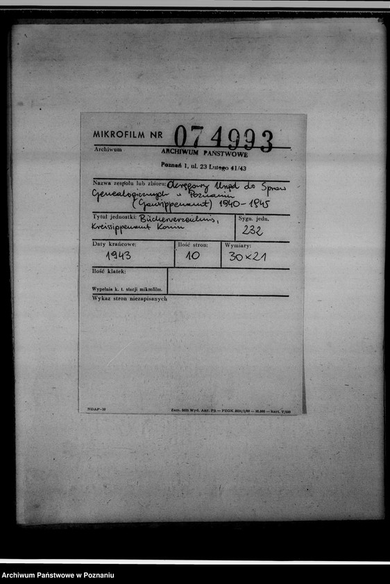 image.from.unit.number "Bücherverzeichnis, Kreissippenamt Konin"