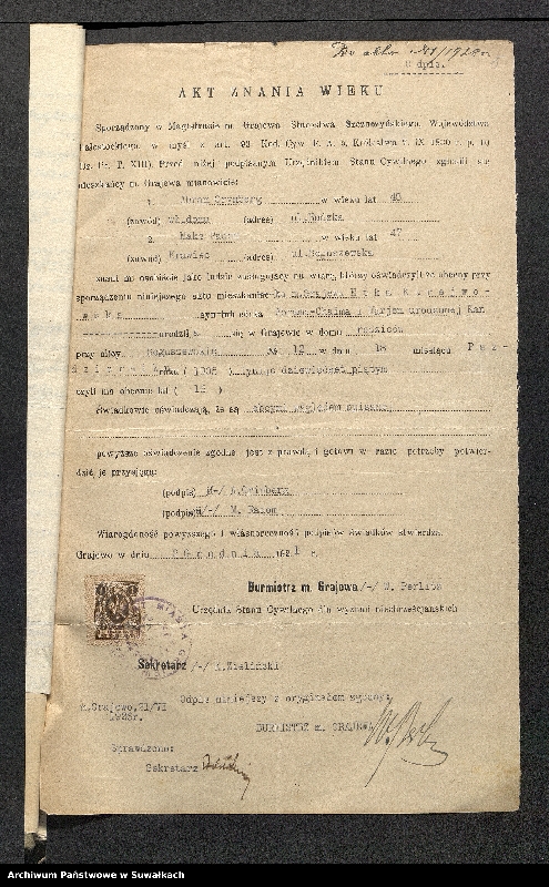 image.from.unit.number "Dowody do aktów ślubu Suwalskiego Okręgu Bożniczego 1928 rok"