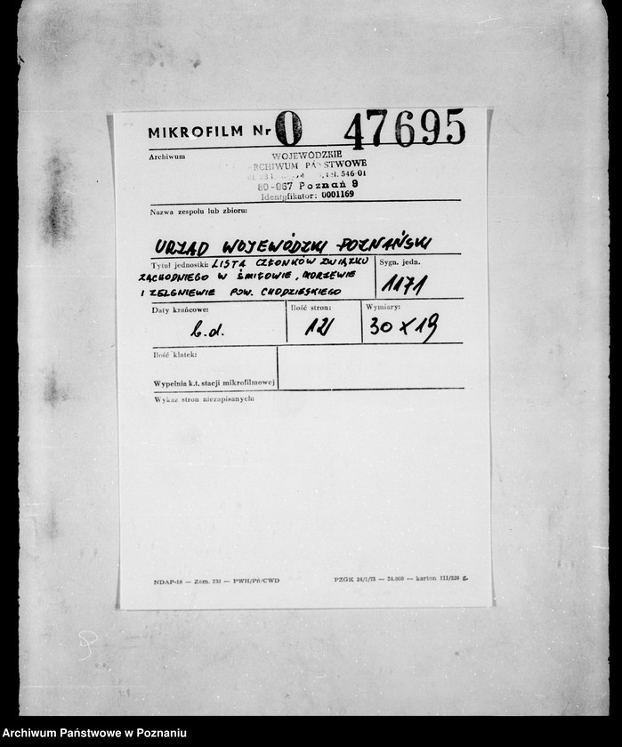 Obraz 2 z jednostki "/Lista Członków Związku Zachodniego w Śmiłowie, Morzewie i Zelgniewie powiatu chodzieskiego/"