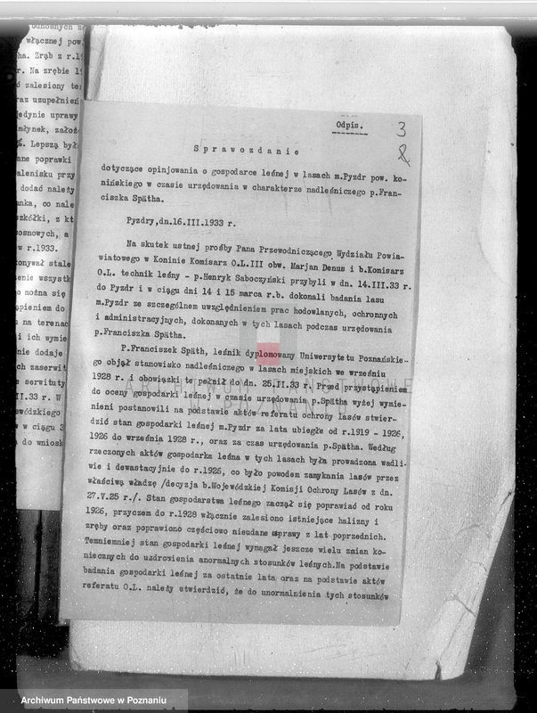 Obraz 7 z jednostki "Sprawa zmiany wydzielenia około 1300 ha gruntów leśnych w lasach miasta Pyzdry ewentualnie z przymusową likwidacją serwitutów wsi Holendry Pyzderskie"
