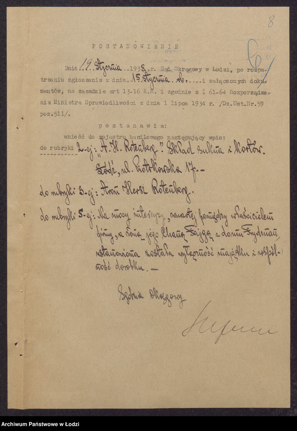 Obraz 10 z jednostki "Aron Hersz Rotenberg- skład sukna i kortów"