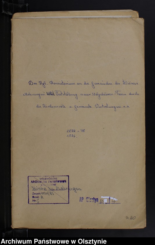 image.from.unit.number "Das Kgl. Konsistorium an die Gemeinden der Diöse Mohrungen und Festellung neuer Stolgebühren Taxen durch die Kirchenräte und Gemeinde Vertretung"