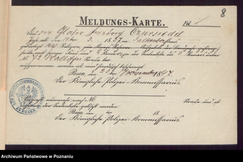 Obraz 10 z jednostki "Die von den Verlobten beigebrachten Urkunden zur Eheschliessung pro 1897"