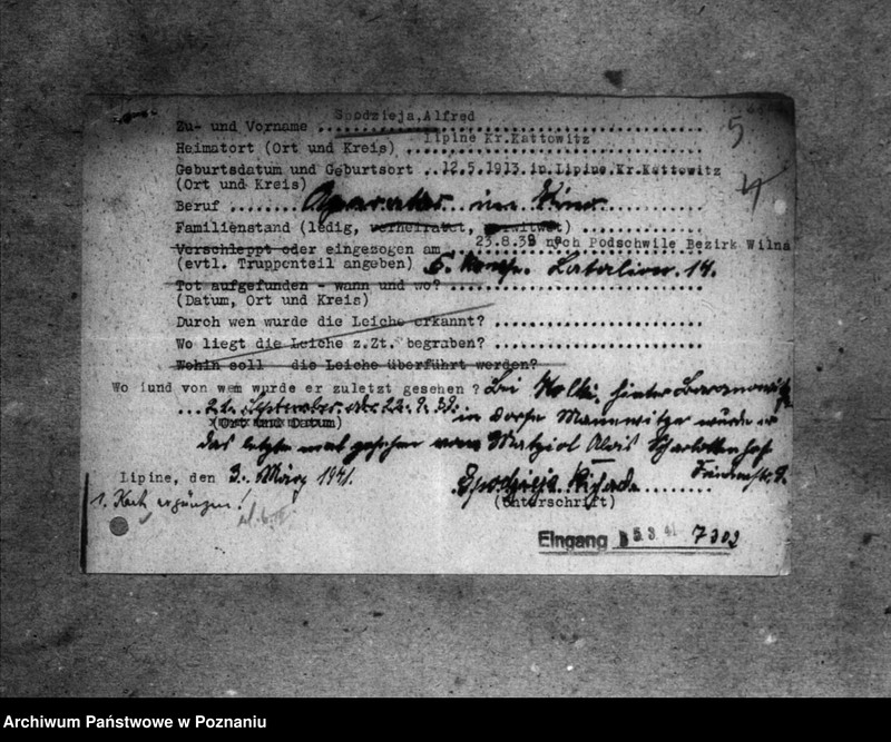 Obraz 9 z jednostki "Korespondencja w sprawie miejscowych Niemców z Wielkopolski i Śląska, którzy zginęli w 1939 roku"