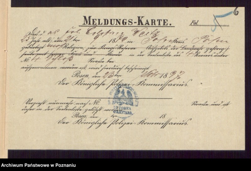 Obraz 8 z jednostki "Die von den Verlobten beigebrachten Urkunden zur Eheschliessung pro 1898"