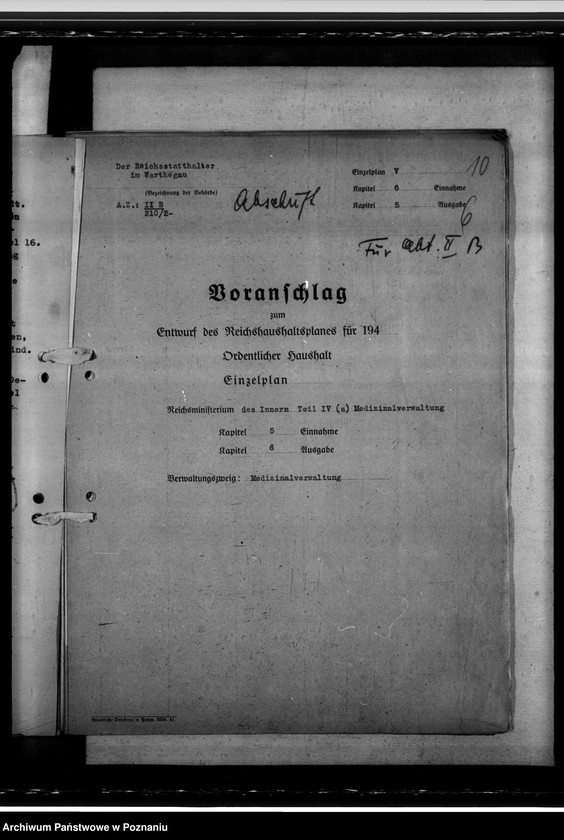 Obraz 13 z jednostki "Haushalt der Medizinalverwaltung - Haushaltsvoranschlag 1942"