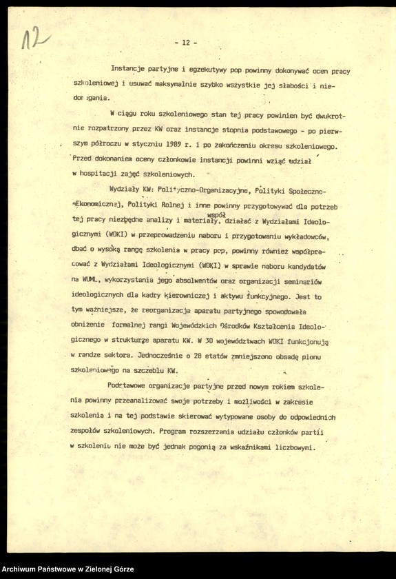image.from.unit.number "Szkolenie partyjne. Wytyczne sekretariatu KC na lata 1988/1989, ocena przebiegu kampanii w latach 1976/1977, założenia na 1977/1978, informacja o szkoleniu 1978/1979, ocena szkolenia 1987/1988, ocena agitacji w 1978 r."