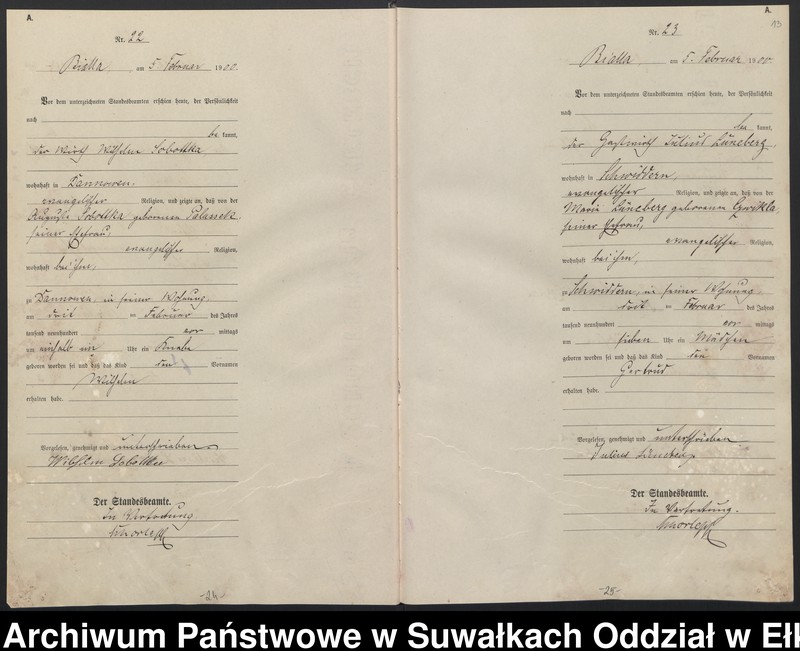 image.from.unit.number "Geburts-Haupt-Register des Königlichen Preussischen Standes-Amtes Belzonzen Kreis Johannisburg"