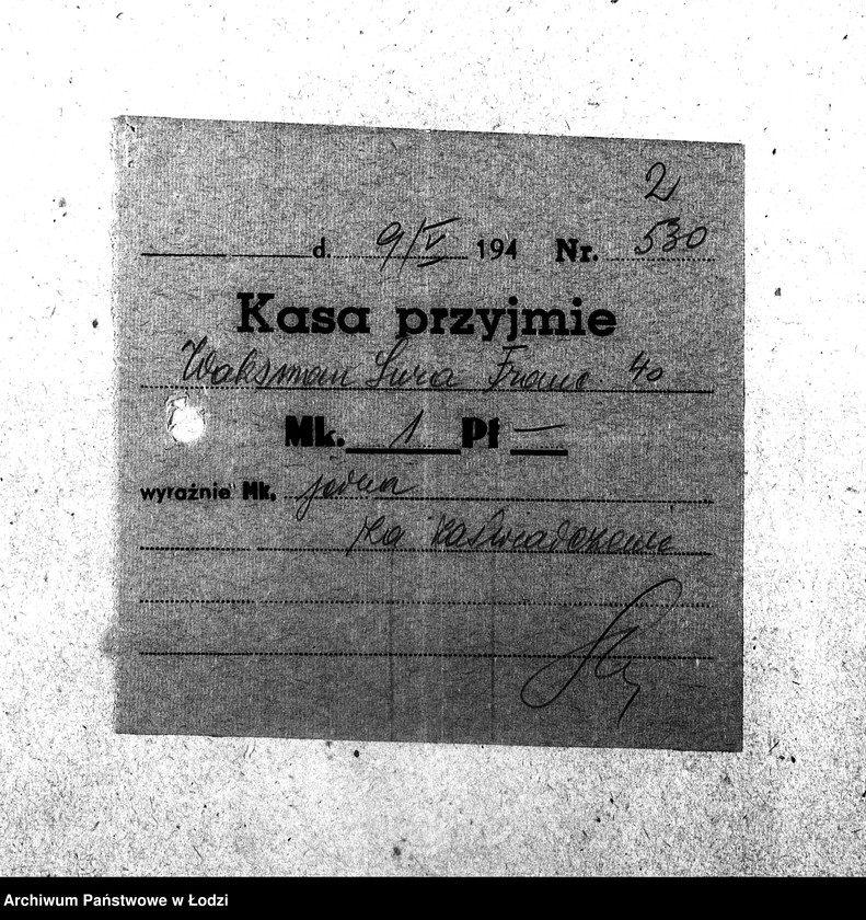 Obraz 5 z jednostki "[Protokoły stwierdzające wydanie przesyłek nadesłanych dla mieszkańców getta]"