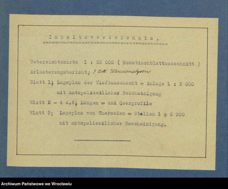 image.from.unit.number "Antrag auf Sicherstellung hilfsw. Verleihung u. Wasserrechten und deren Eintragung in das Wasserbuch für das Steinkohlenbergwerk Cons. Seegen-Gottes-Grube zu Altwasser Kr. Waldenburg i. Schl. Tiefbau-Schacht-Anlage I+II"