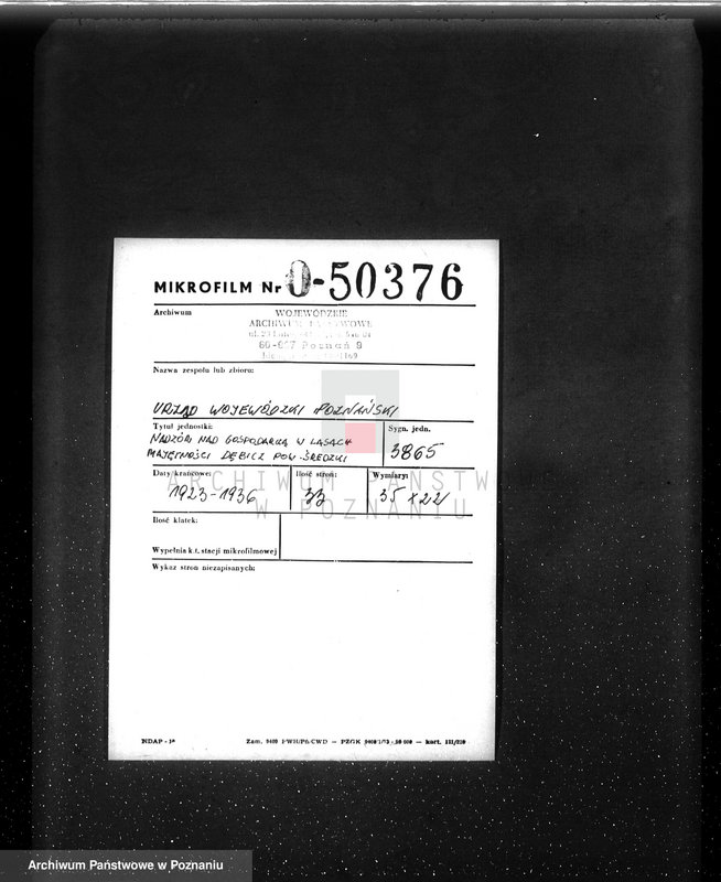 Obraz 2 z jednostki "Nadzór nad gospodarką w lasach majętności Dębicz powiat średzki"