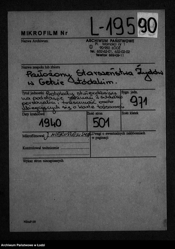 Obraz 2 z jednostki "[Protokoły stwierdzające na podstawie zeznań 2 świadków personalia i tożsamość osób ubiegających się o kartę tożsamości]"