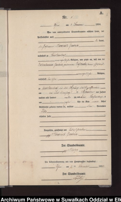 image.from.unit.number "Geburts-Neben-Register des Preussischen Standes-Amtes Rhein Kreis Loetzen"