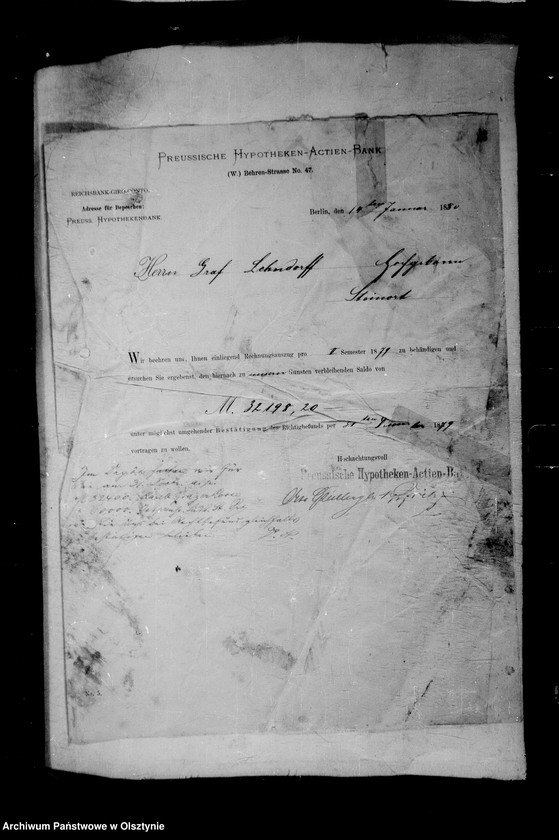 image.from.unit.number "/Akten betr. Geldgeschäfte der Lehndorff mit der Preuss. Hypotheken- Aktien- Bank, Berlin/"