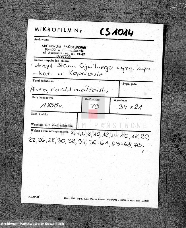 image.from.unit.number "Dowody służące do Akt Ślubnych Parafii Berzniki z roku 1855"