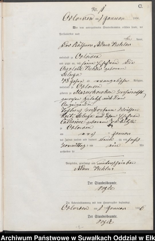 image.from.unit.number "Sterbe-Neben-Register des Preussischen Standes-Amtes Orlowen Kreis Loetzen"