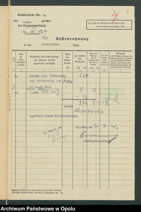 Obraz 11 z jednostki "Verfügung von Todes wegen der Anna Swoboda geb[oren] Bredel aus Friedrichsgrätz gestorben am 28.07.1940 zuletzt wohnhaft in Friedrichsgrätz."