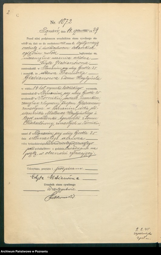 Obraz 4 z jednostki "Księga miejscowa zgonów tom III [Rejestr główny zgonów]"