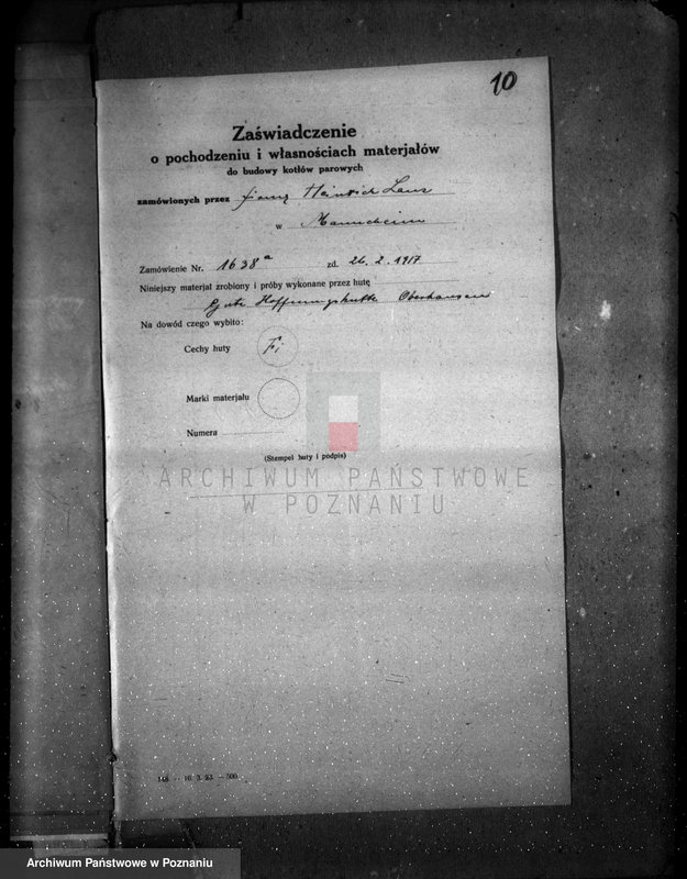 Obraz 14 z jednostki "Fabryka maszyn Nitsche i Ska w Poznaniu nr woj. kotła 164"