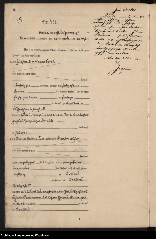 image.from.unit.number "Heiraths-Haupt-Register Breslau I 1898 Band 7"