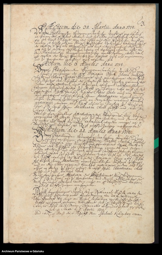 image.from.unit.number "Actum coram officio […] Gabrielis a Boemeln, Praeconsulis, Praesidis ac Montanorum Administratoris [20.III.1714-19.III.1715] Gabrielis a Boemeln Praesidis atque Caducorum Administratoris [9.IV.1714-7.III.1715] /2 indeksy/"