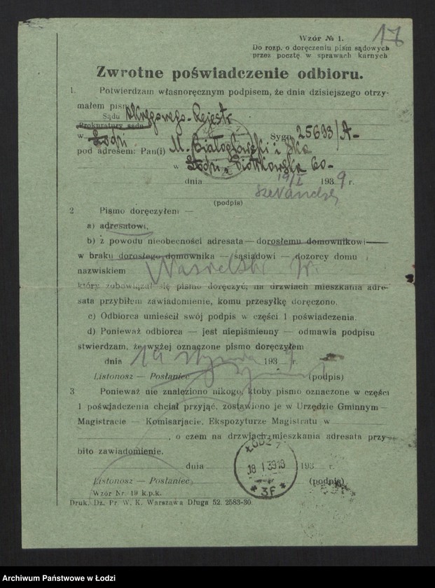 Obraz 19 z jednostki "Majer Abram Białogłowski, Jakub Lejb Caugen- wyrób i sprzedaż manufaktury"