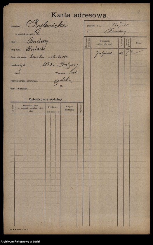 Obraz 11 z jednostki "[Spis ludności Łodzi] Rybka-Rynczkowski"