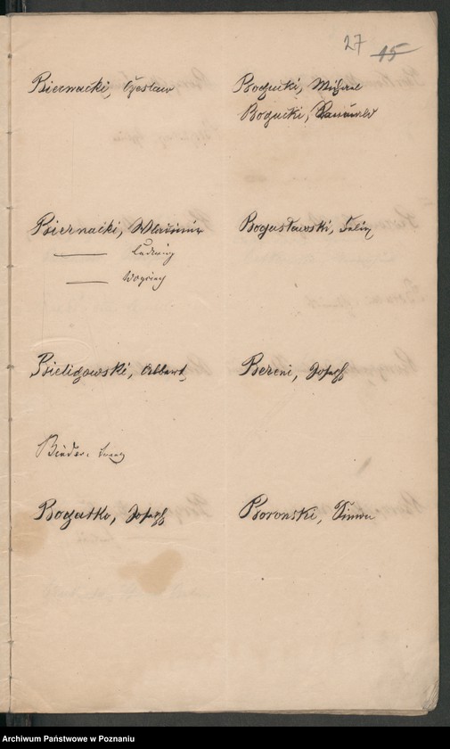 Obraz 20 z jednostki "Verzeichnis der in der Stadt Posen sich aufhaltenden polnischen Flüchtlinge und Überläufer"